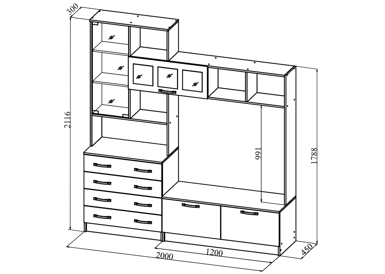 Центральная секция "Ронда" ЦСР 2000.1 от магазина мебели МегаХод.РФ