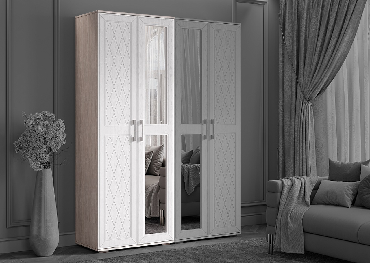 Шкаф 2-х створчатый с зеркалом "Британика" от магазина мебели МегаХод.РФ
