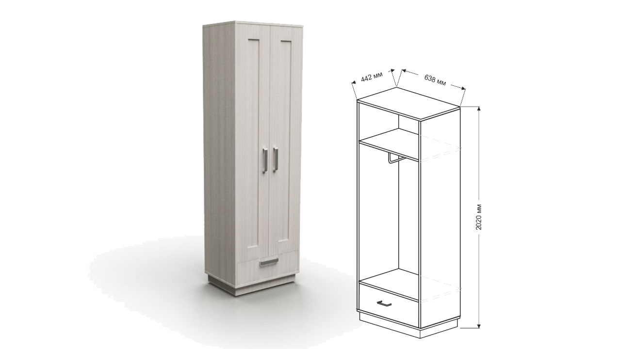 Шкаф 2-х створчатый "Квадро" от магазина мебели МегаХод.РФ