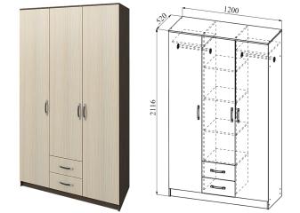 Шкаф 3-х дверный "Ронда" ШКР 1200.1