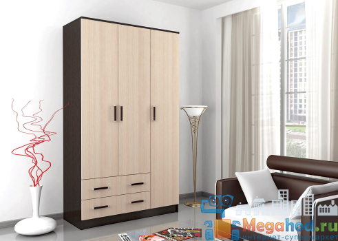 Шкаф 3-х створчатый "Лагуна" от магазина мебели МегаХод.РФ
