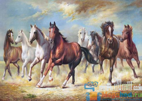 Репродукция "Табун лошадей" от магазина мебели MegaHod.ru
