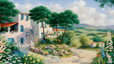 Репродукция "Уютный поселок"