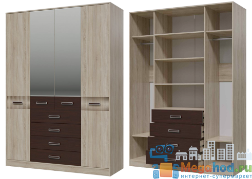 Шкаф 4-х створчатый с ящиками "Румба" от магазина мебели МегаХод.РФ