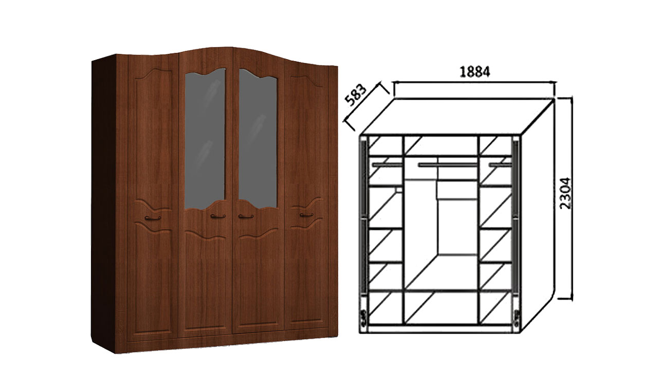 Шкаф 4-х створчатый "Ева 10" от магазина мебели МегаХод.РФ