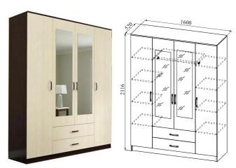 Шкаф 4-х дверный "Ронда" ШКР 1600.1